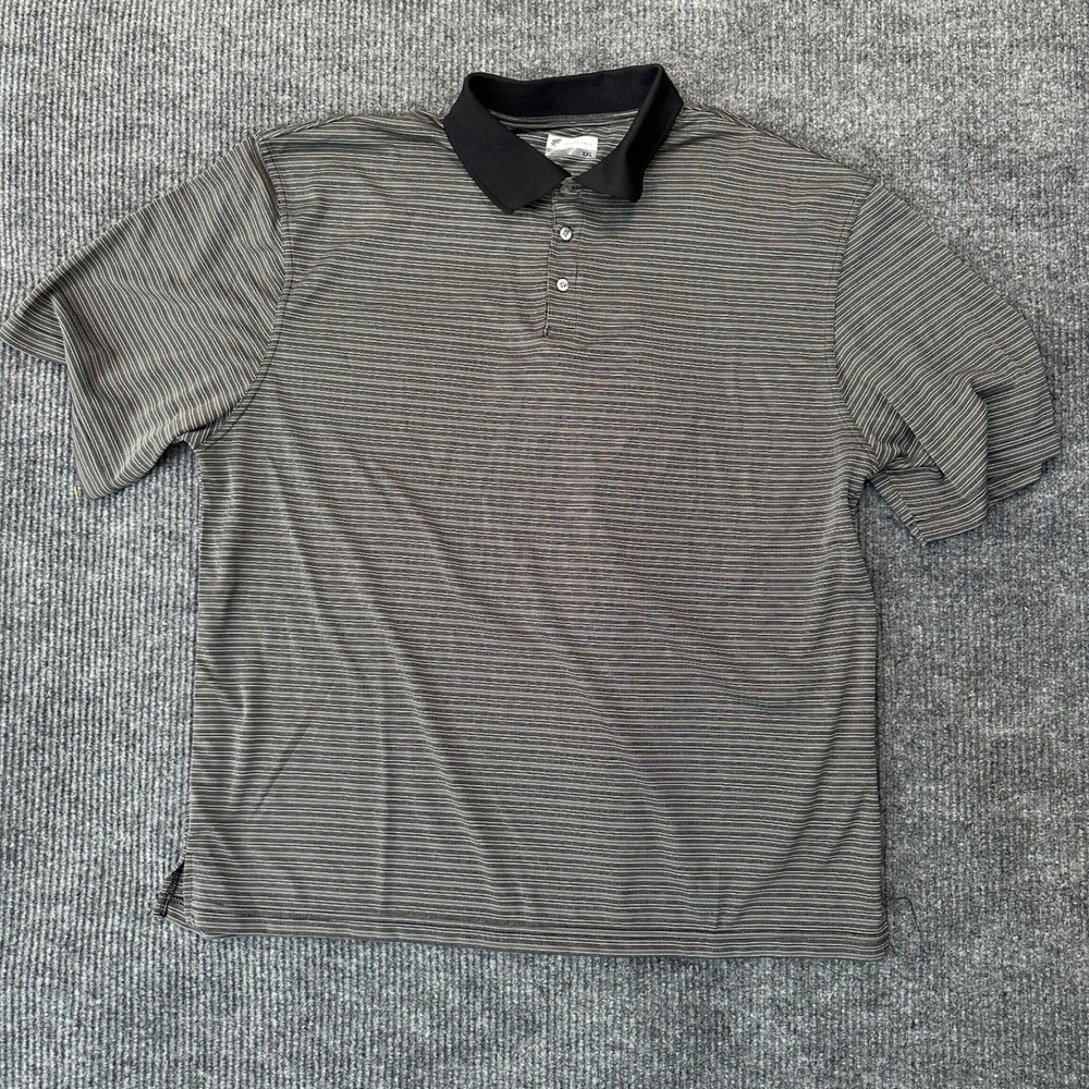 Iron Eagle Striped Polo Shirt XXL Grey Black Polyester Performance